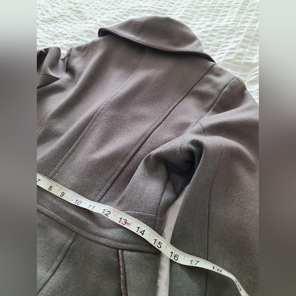 Gray Women's Tulle Pea Coat Size S - Picture 3 of 7